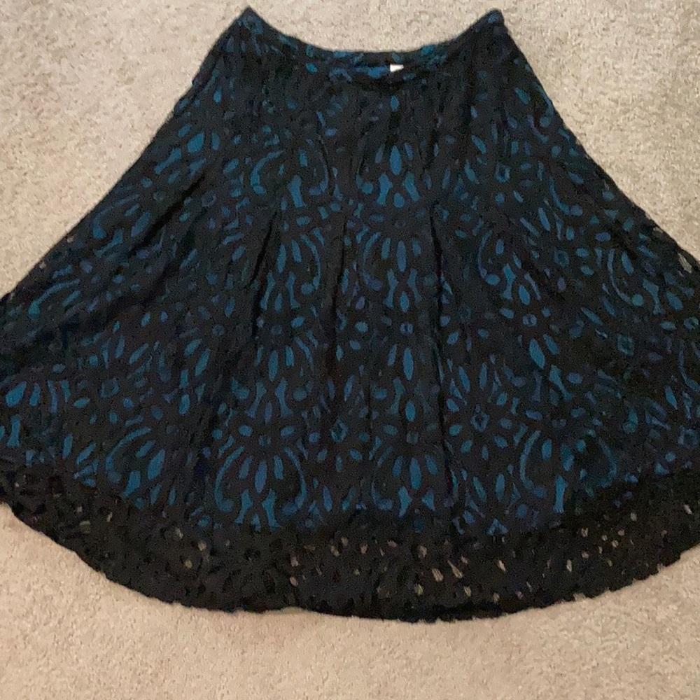 Coldwater creek floral lace skirt lined in teal 12